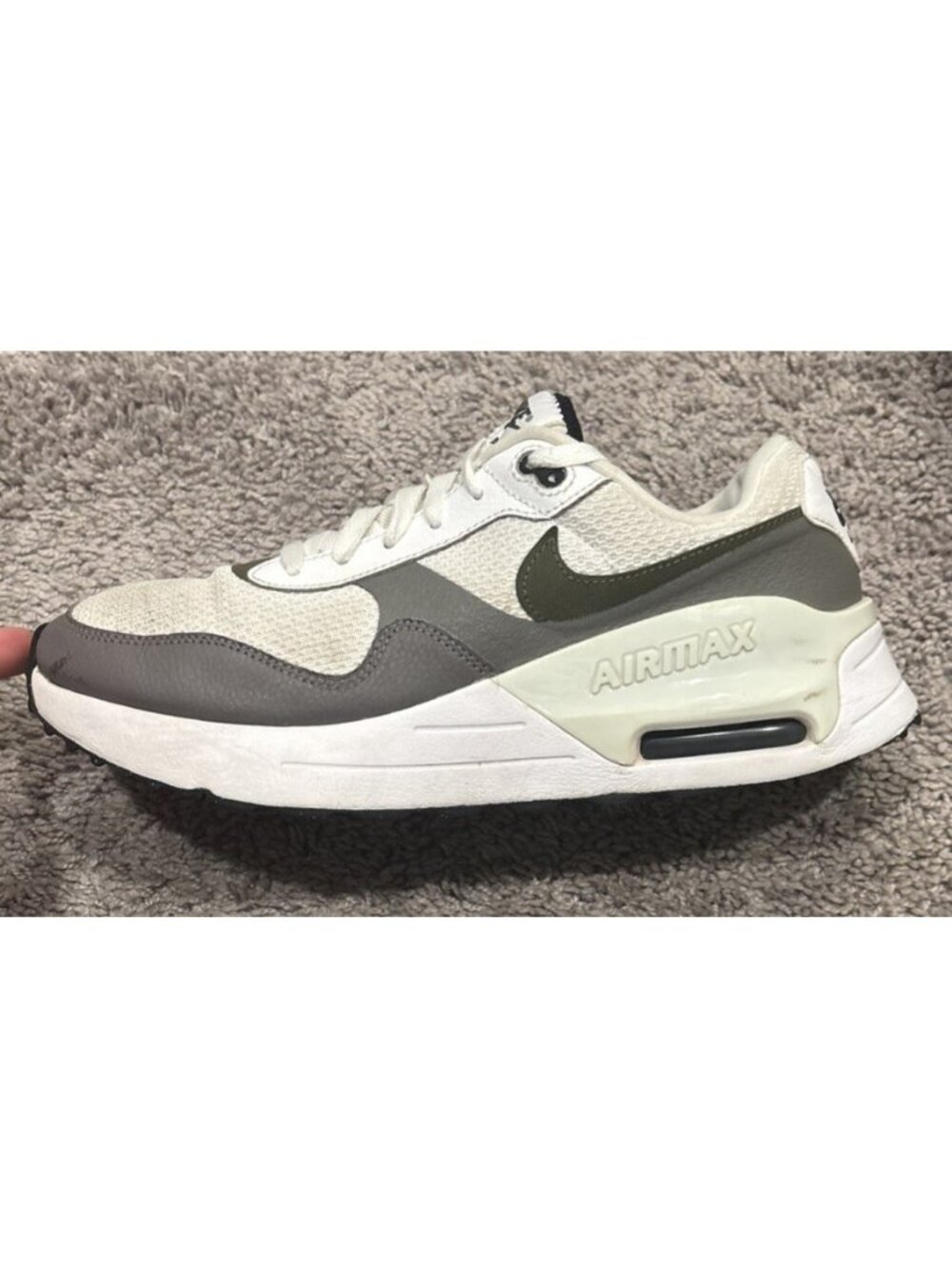 Nike Air Max System DV7587-100 White Gray Green Mens Size 10 Running Shoes
